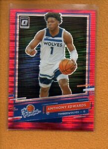 Anthony Edwards 2020-21 Donruss Optic The Rookies Red Pulsar Prizm RC #5