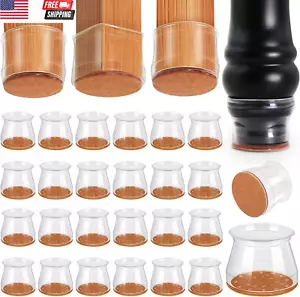 24 Pcs Chair Leg Floor Protectors, Silicone Felt Furniture Leg Pads Caps Covers - Picture 1 of 7