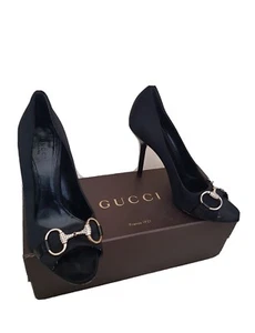 Gucci authentic lady's black classic court Heels horsebit shoes eur37 C UK 4 VGC - Picture 1 of 9