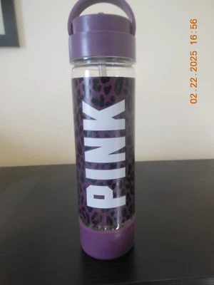 NWOB / PINK BY VICTORIA'S SECRET / WATER BOTTLE w- STRAW / PLASTIC / PURPLE / - Image 1 of 4