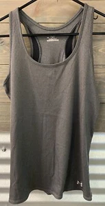 Under Armour Tank Top Womens XL Fitted Ribbed Heat Gear Gray Racer Back - Picture 1 of 6