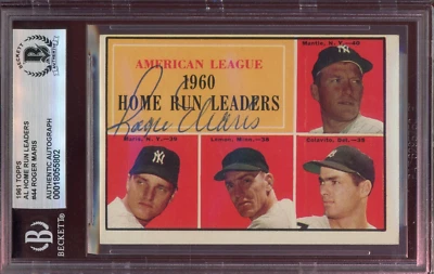 1961 Topps Roger Maris #44 BECKETT BAS Auto Autographed Signed New York Yankees - Image 1 of 2