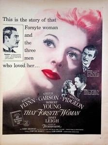 1949 That Forsyte Woman Vintage Movie Print Ad Stars Errol Flynn Greer Garson - Picture 1 of 1