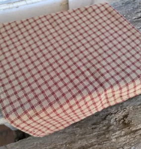 New Primitive Checkered Table Runner Red Tan 32" Coverlet Short Grain Sack - Picture 1 of 2