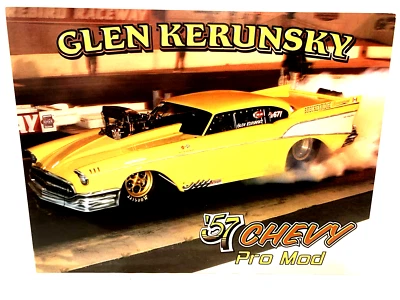 1999 CARTÃO POSTAL GLEN KERUNSKY PRO MOD 1957 CHEVY IHRA DRAG RACING - Imagem 1 de 2