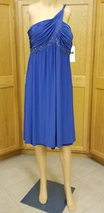 Adrianna Papell Boutique Blue Cocktail/Party Dress~ Size 12 ~One Shoulder~Lined - Picture 1 of 7