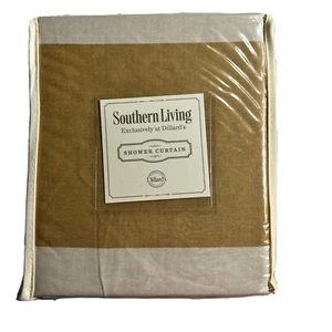 Southern Living Mirabelle Tan Beige Stripe Bathroom Shower Curtain 72 In x 72 in - Picture 1 of 5