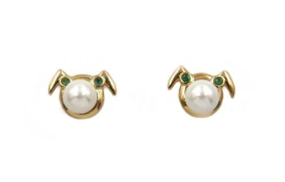 Pendientes de perlas y esmeraldas Josei Ninja Girl - enchapado en oro de 18 quilates y rodio  Foto 1 de 4