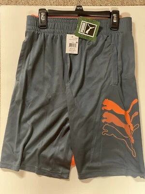 PUMA boys 2-pack shorts,1 pair gray and 1 pair orange, size 14-16, new with tags - Image 1 of 4