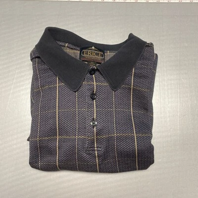 ERICE by Kenneth Gordon Short Sleeve Blue Plaid Polo Shirt XXL 100% Cotton Italy - Image 1 of 4