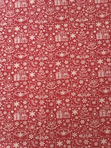 Scandi Xmas Themed Cotton Fabric Piece 112 cm x 88 cm - Picture 1 of 2