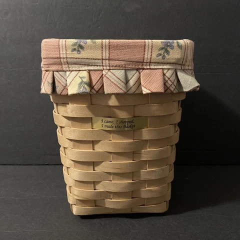 Longaberger I Came I shopped I Made This Basket 8” X7” w/liner & protector 2000 Cover