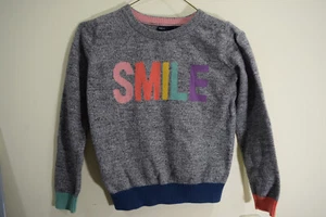 Gap Kids GIRLS L 10 Pullover Sweater Gray Rainbow SMILE - Picture 1 of 9