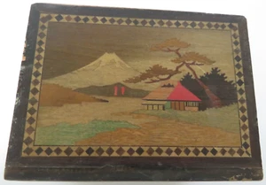 Vtg Trinket Jewelry Box Wood Mountain Landscape Motif Japan Front Slider Small - Picture 1 of 12