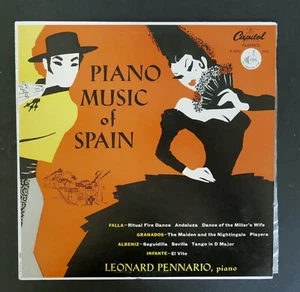 LEONARD PENNARIO Piano Music of Spain 12” Mono Vinyl Capitol P-8190 South Africa - Foto 1 di 3