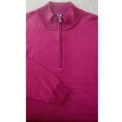 NWOT Men's 3XLT Tall 1/4 Zip Cutter & Buck Merino Wool Acrylic Pink Sweater $168 - Image 1 of 4