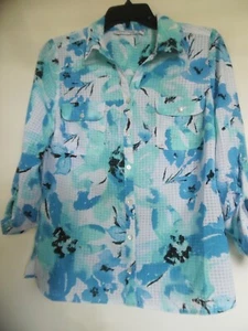  Notations Women's  Size PM  Button Down Blouse Long Sleeved - Picture 1 of 3