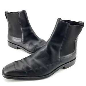 Bally Herren Stiefeletten Käfer Stiefel Größe 9,5 D Schwarz Leder Slipper Designer - Bild 1 von 10