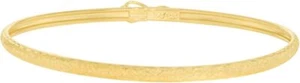 Bracciale Floreo Oro Giallo 10k 3mm Elegante Finitura Satinata Texturizzato Flex - Foto 1 di 3
