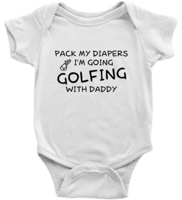 Body de bebé de una pieza divertido lindo paquete mis pañales voy a jugar al golf con papá Foto 1 de 3