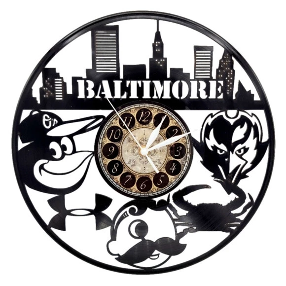 BALTIMORE CHARM CITY | Vinyl Record Clock | Football Art Gift | FREE SHIPPING - Image 1 of 2