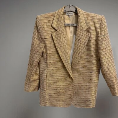 Antigo Conjunto de Blazer e Saia The Icing Seda Metálica Rosa Bege Dourado Multicolorido Novo com etiquetas - Imagem 1 de 4