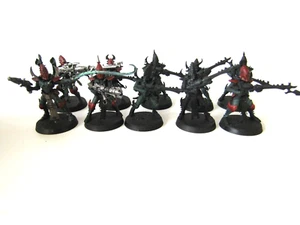 A8 WARHAMMER 40K DRUKHARI ARMY - PART PAINTED KABALITE WARRIORS X 10 - Picture 1 of 4