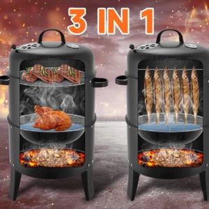 Holzkohlegrill BBQ Grill Smoker Barbecue Räuchertonne Räuchergrill Grilltonne - Bild 1 von 12