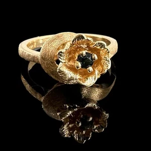 Anillo Estate de colección de oro amarillo de 10k con zafiro delicado talla 6,5 3,88 gramos - Imagen 1 de 8