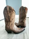 DAN POST brown crackle leather western cowgirl boots 3446 sz 7M