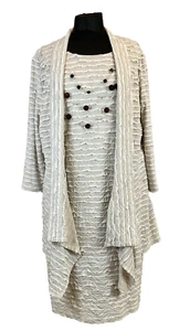Ladies occasion dress and cardigan Frank Lyman beige stretchy UK 18 BNWT H1 - Picture 1 of 16