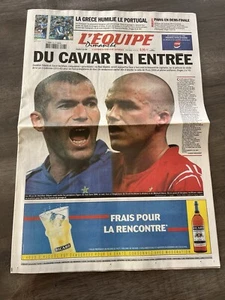 journal l'equipe 13/06/2004 FOOTBALL EURO 2004 BECKHAM ZIDANE GRECE PORTUGAL - Imagen 1 de 1