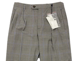 $1,000 Gucci Cotton Pleated Prince of Wales Pants Size US 38 EU 52 Made in Italy - Picture 1 of 8