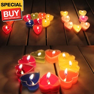 Heart-Shaped Tealight Candles,12PCS Multicolor Love Romantic Unscented Candle wi - Picture 1 of 9
