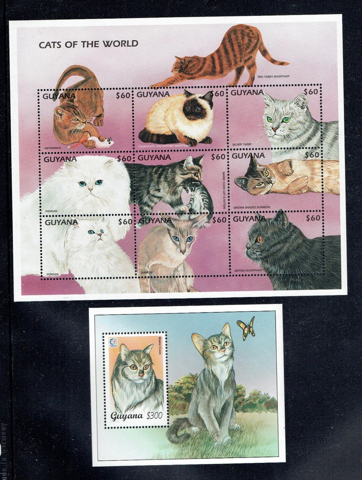GUYANA, 3217-3218, 1997 GATOS, HOJA DE 9 Y S/S, MNH (GUY2028) Foto 1 de 1