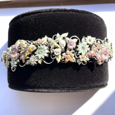 Brighton Flutter Fantasy Bracelet Butterflies Bee Flowers Enamel - Image 1 of 4