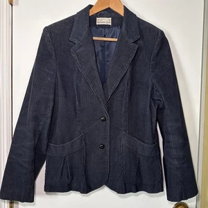 Giacca blazer vintage anni 80 velluto a coste Lg blu navy cropped preppy Academia Rory Gilmore - Foto 1 di 8
