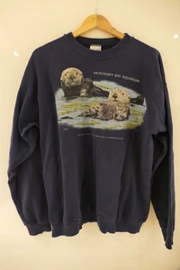 Vintage 1992 USA MONTEREY BAY AQUARIUM Sea Otter Pullover Sweatshirt Hanes XL - Bild 1 von 5