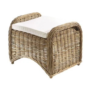 Rattanhocker Sessel Stuhl CARDIFF Hocker aus Rattan in kubu grey mit Kissen - Bild 1 von 6