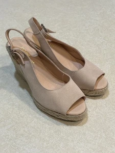 Paseart Blush Nude Wildleder Peeptoe Espadrille Keilabsatz Sandalen Größe 8 Spanien Neu - Bild 1 von 10