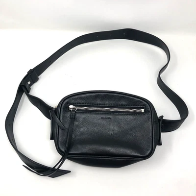 Allsaints Captain Bumbag Crossbody Convertible Belt Bag Purse Black Leather - Image 1 of 4