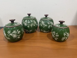 Temp-tations Floral Lace Grün 4er Set Deckelgläser 12, 10, 8 & 6 Unzen Gläser - Bild 1 von 9