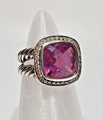 Anillo Vintage Firmado David Yurman Diamantes Turmalina Rosa .925 Talla 6 Foto 1 de 4