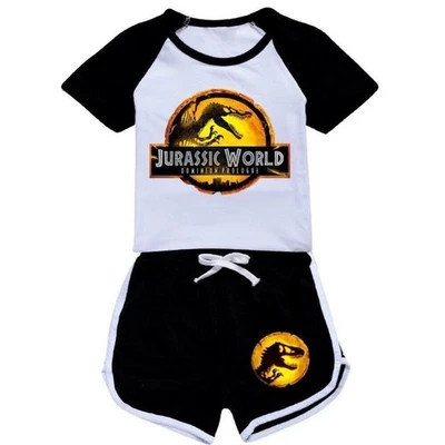 Print T-shirt Shorts JURASSIC WORLD Top Bottoms Sets Cotton Suits Casual Girls - Image 1 of 4