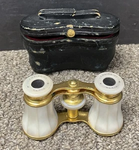 Vintage Lemaire Paris Mother Of Pearl Opera Glasses working With Case - Picture 1 of 14