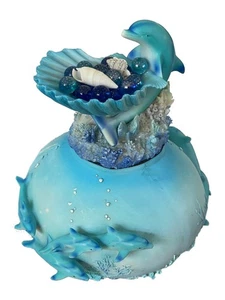 Dolphin Statue Water Shells Holder 3D dolphins 10” Tall Tropical Décor - Picture 1 of 15