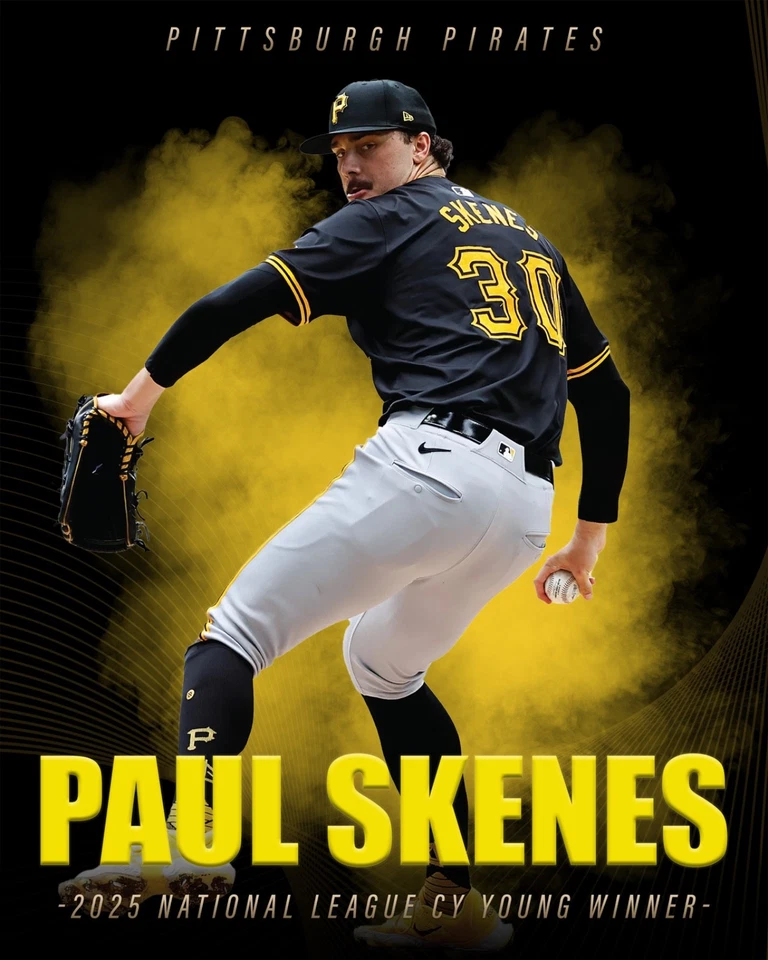 Paul Skenes Pittsburgh Pirates 8x10 photo 2025 CY Young Winner NL - Image 1 of 1