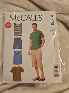 McCall's 6973 Men's Tank Top Henley Shirt Shorts Uncut Sewing Pattern sz S-M-L  - Picture 1 of 2