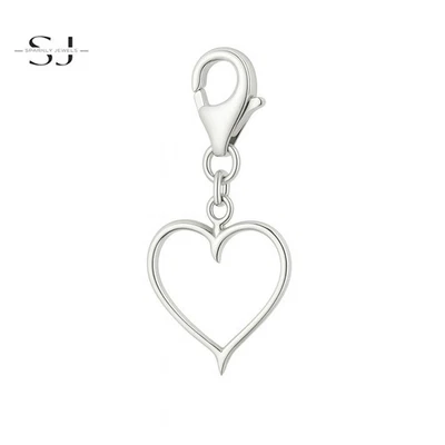 Plata de ley 925 I Love You corazón clip en dije broche de langosta para pulseras Foto 1 de 2