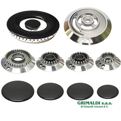 KIT 5 PIATTELLI E BRUCIATORI TRIPLA CORONA PIANO COTTURA 5 FUOCHI SMEG COMPLETO - Immagine 1 di 2